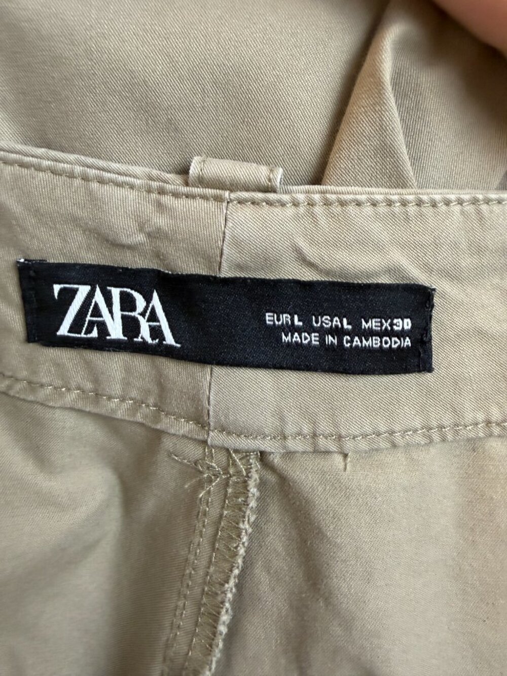 Zara Khaki Chino Pleated Cuffed Wide Leg High Rise Pants Size Large - Picture 7 of 10